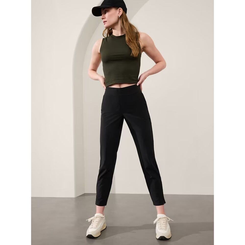 Athleta Brooklyn Mid Rise Ankle Pants Black Athleisure Comfort Womens 16 EUC